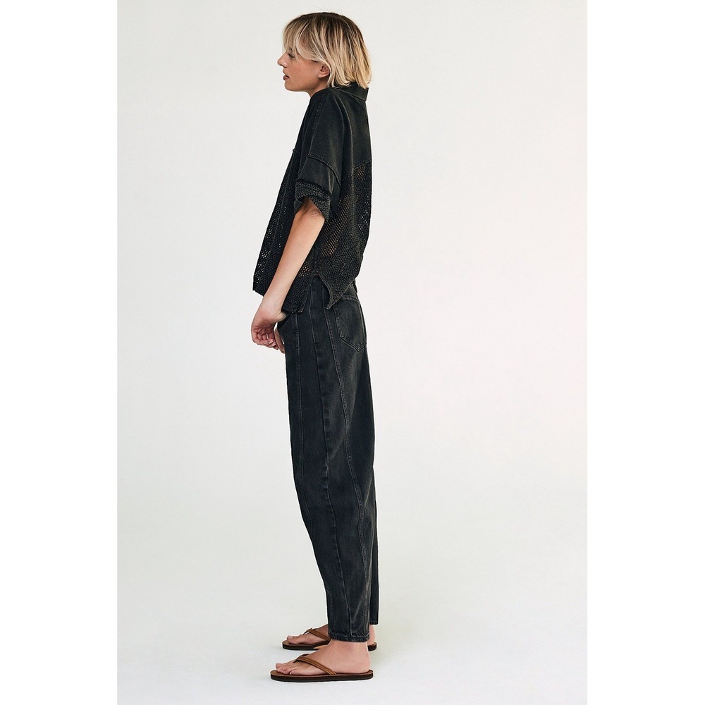 WE THE FREE Good Luck Mid-Rise Barrel Jeans 26 Black Oversized - Picture 4 of 14